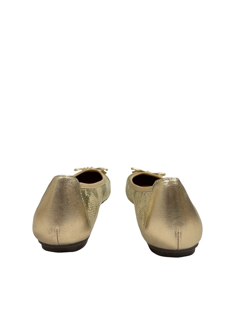 Vionic Minna Ballet Flats Gold Leather Snake Emboss Bow Comfort Orthopedic Sz 8 - Picture 3 of 11